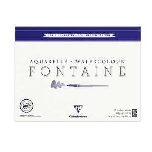Blok do akwareli FONTAINE Clairefontaine - Demi Satine - 300g, 25ark, 30x40cm