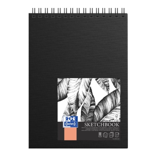 Szkicownik Sketchbook OXFORD - 100g, 50 ark. A4 - na sprali, czarny
