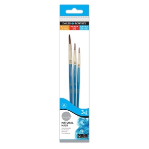 Zestaw pędzli naturalnych Daler Rowney Simply Natural Hair do farb akwarelowych - 3szt. 