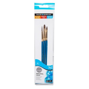 Zestaw pędzli naturalnych Daler Rowney Simply Natural Hair do farb akwarelowych - 3szt.