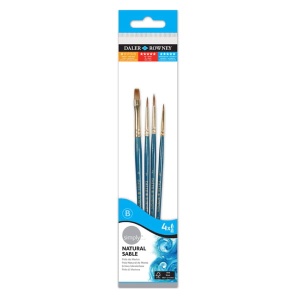 Zestaw pędzli naturalnych Daler Rowney Simply Natural Hair do farb akwarelowych - 4szt. 