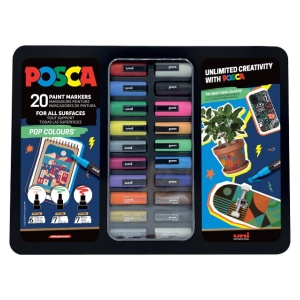 Zestaw markerów Uni Posca MIX Pop Colours w metalowej kasecie - 20 kolorów 