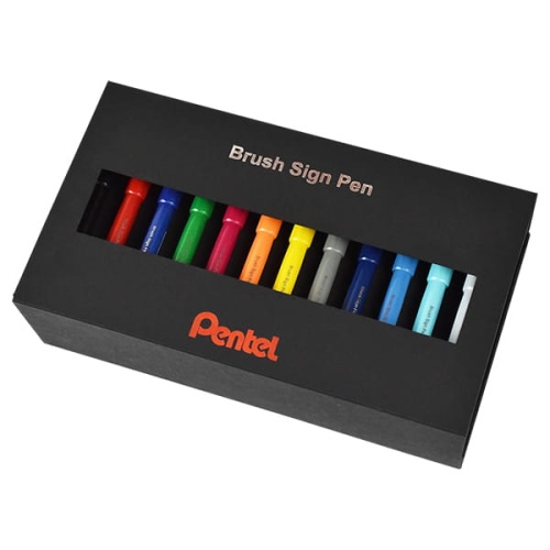 Zestaw flamastrów pędzelkowych do kaligrafii i liternictwa Pentel Brush - 35 kolorów.jpg