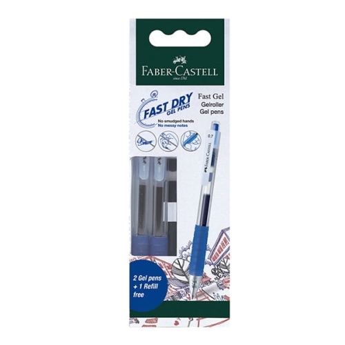 Zestaw długopisów żelowych Faber Castell Fast Gel -  2x niebieski + wkład.jpg