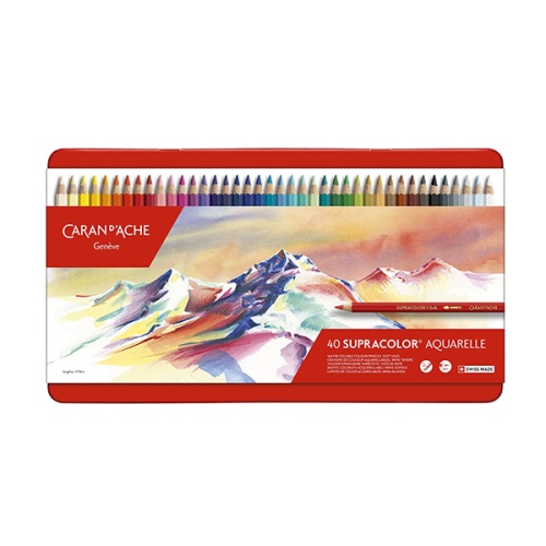 Kredki Caran d'Ache Supracolor Soft - 40 kolorów, metalowa kaseta.jpg