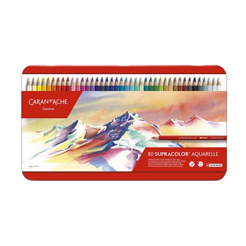 Kredki Caran d'Ache Supracolor Soft - 80 kolorów, metalowa kaseta.jpg
