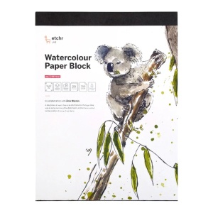 Blok akwarelowy Etchr 100% bawełna - 350g, 20ark, 22,8 x 30,4cm - hot press (gładki) 