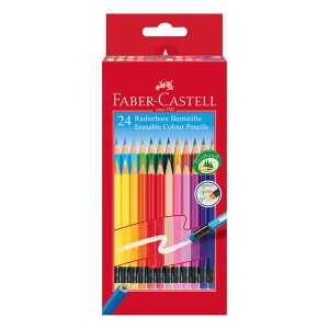Kredki ołówkowe wymazywalne z gumką FABER-CASTELL Erasable 24 kolory