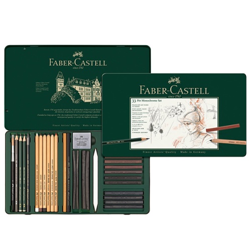 Zestaw węgli rysunkowych Pitt Monochrome Faber Castell - 33 sztuki.jpg