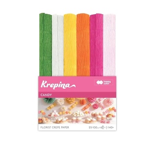 Krepina marszczona krótka Happy Color - zestaw Candy 6kol.