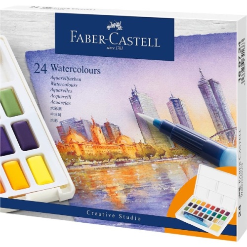 Zestaw farb akwarelowych w kostkach FABER-CASTELL Creative Studio - 24 kolory