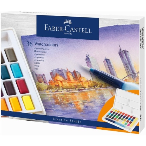 Zestaw farb akwarelowych w kostkach FABER-CASTELL Creative Studio - 36 kolorów