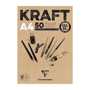 Blok rysunkowy Clairefontaine KRAFT - 120g, A4, 50ark.