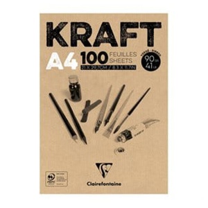 Blok rysunkowy Clairefontaine KRAFT - 90g, A4, 100ark.