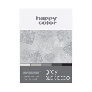 Blok do scrapbookingu Happy Color DECO - 170g, 20ark, A4 - szary